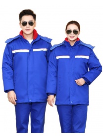 39、D007 艷藍 中石化線卡防靜電羽絨服2色 外皮雙層